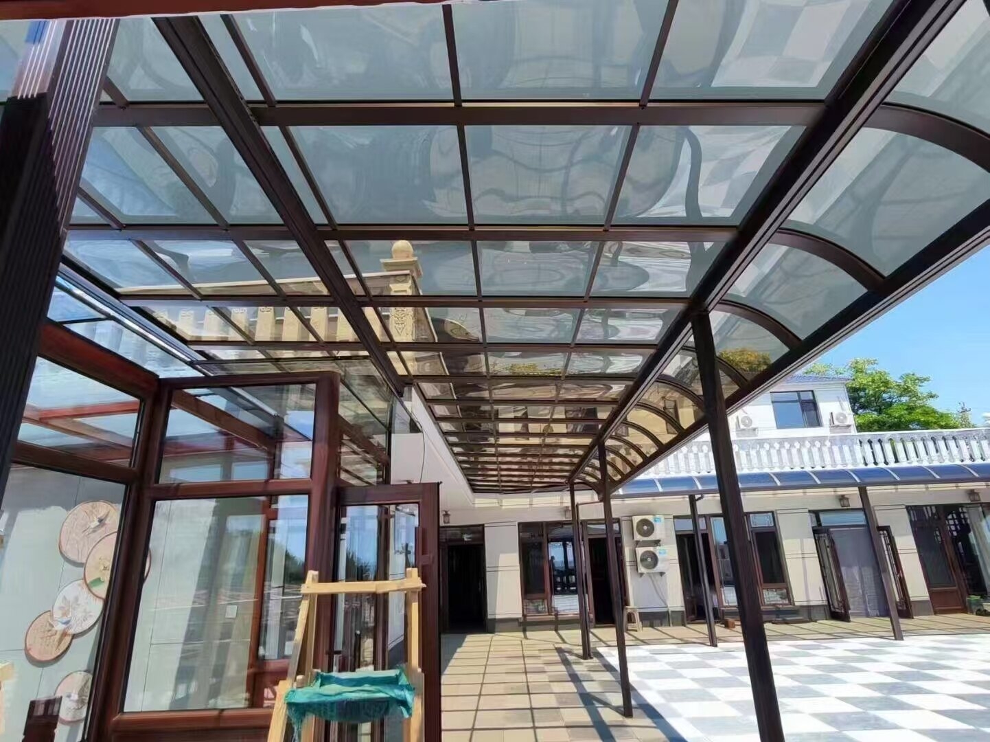 儋州市临海新中式别墅露台雨棚定制工程图片分享