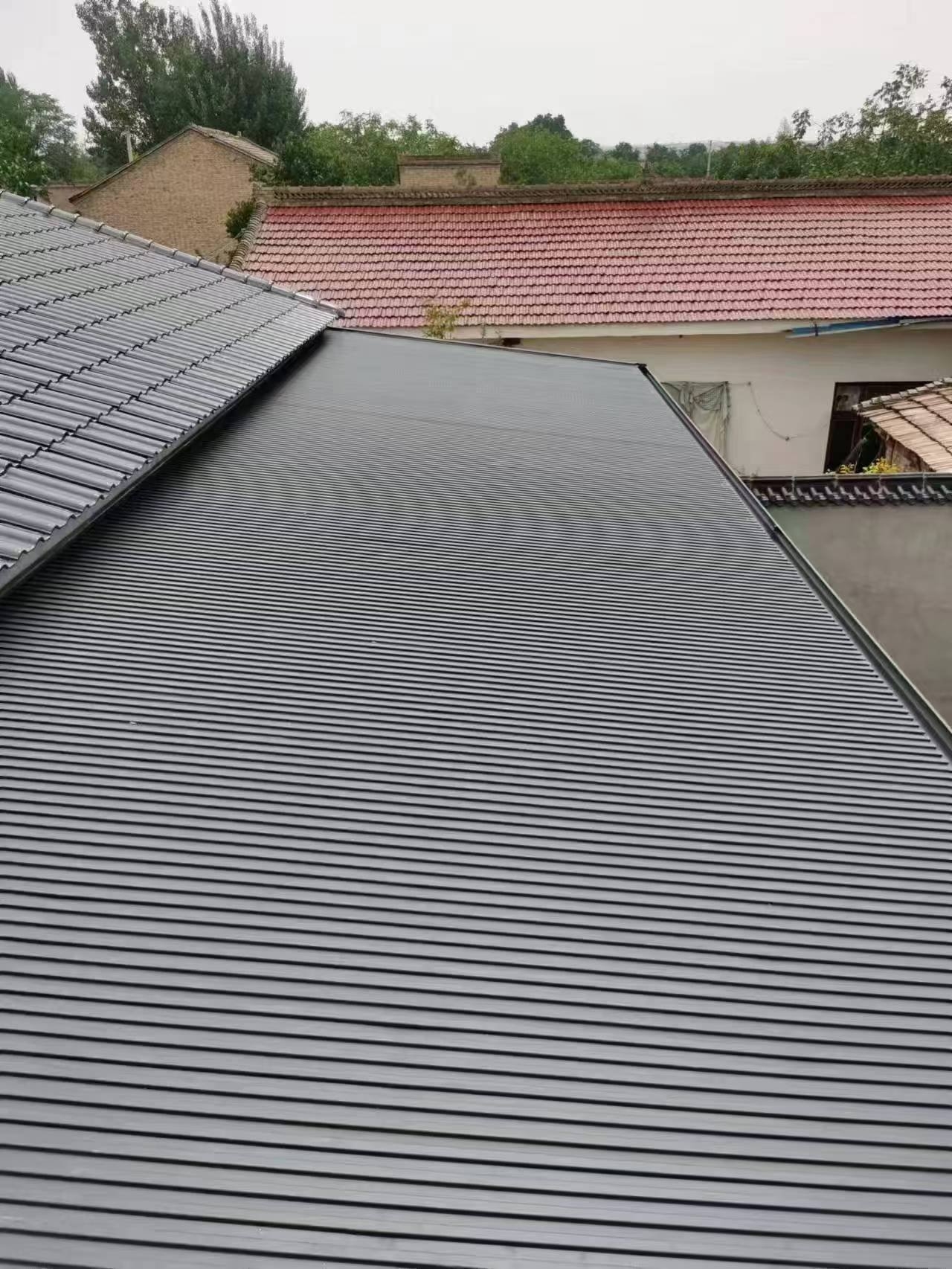 琼海市乡村自建房铝合金民居实景长城板顶棚      