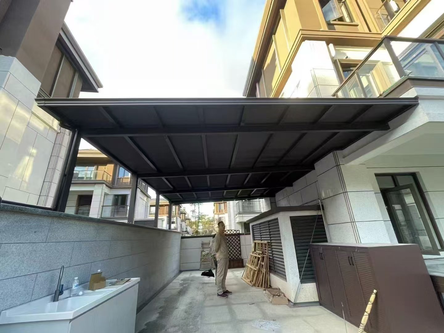 庭院露台过道改造铝合金平顶雨棚 (2).jpg